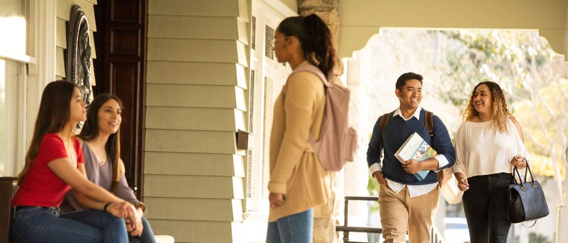 students walking on campus