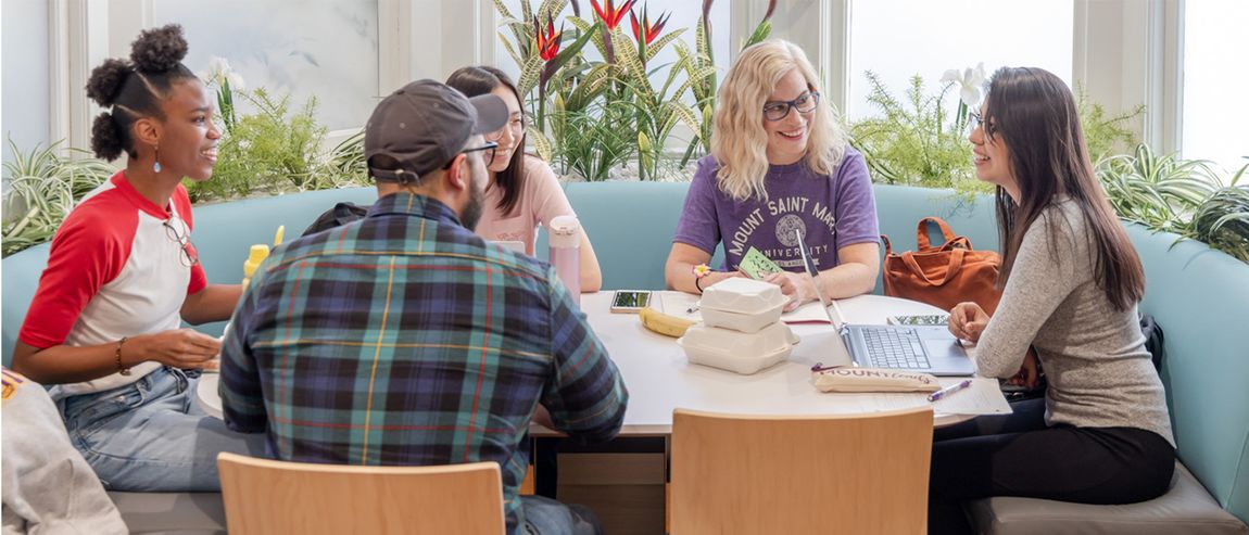 Students studying in Commons
