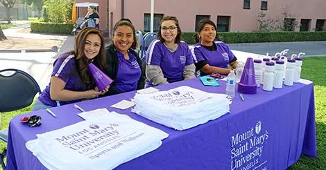 Sports & Wellness student workers prep for another Mount Wellness event.