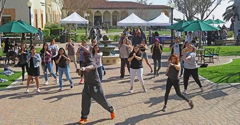 Students engage in a session of Tae Bo, led by Tae Bo creator Billy Blanks.