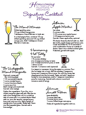 Cheers! Many alums enjoyed making a cocktail from the Mount-themed selections, especially those in reunion class years.