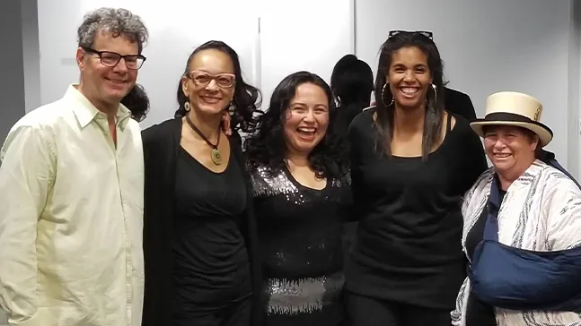 The Kite City Playwrights formed their cooperative as graduates in the MFA in Creative Writing program. From left: Honorary member Johnny Payne, PhD, director of the MFA in Creative Writing; Sharon Cleveland Blount '18 MFA; Myrna Aguilar '18 MFA; Sharnell Blevins '19 MFA; and Melinda Canny '17 MFA.