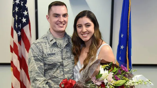 Even dressed in fatigues, Nathaniel finds a way to romance Andrea.