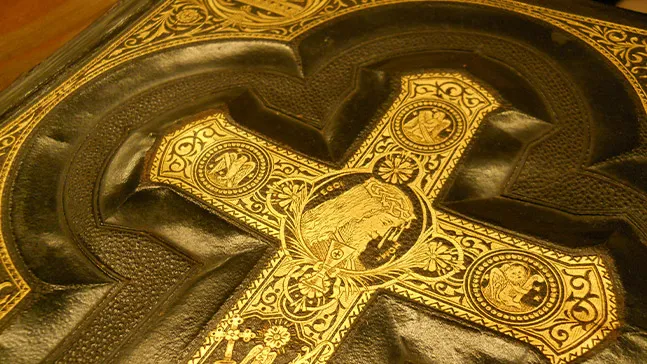 Bibles embossed in gold were relatively affordable and an accepted way to demonstrate a family's middle class status.