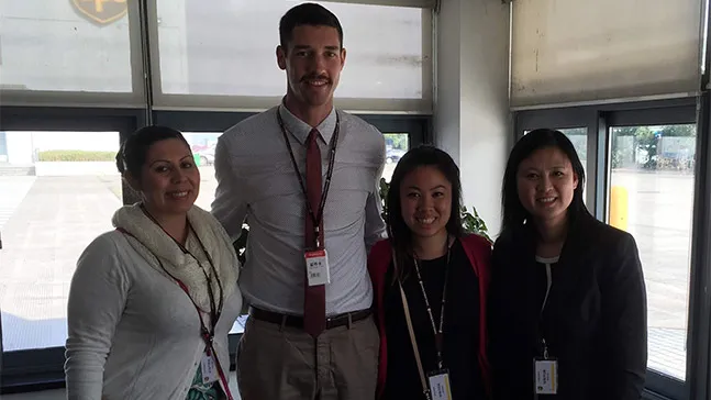 Classmates Melissa Lopez, Ben Levinson, Hong Lee and Kimberly Kan at UPS in China.