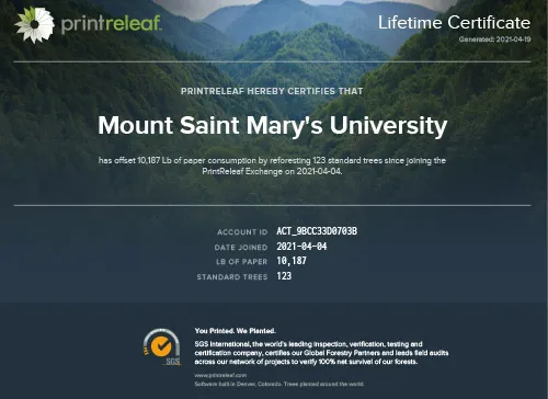 The Mount's printer has committed to net tree neutral printing, which means that a tree is planted for each tree's worth of paper used in printing projects.