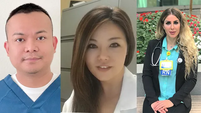 The top three winners of the nursing research poster symposium, left to right, are Jasper Sanchez, Kristi Min-Kim and Anni Nazaryan.