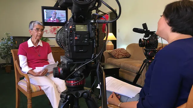 Sister Teresa Avalos, CSJ, is interviewed by Shannon Green, director for the CSJ Institute.