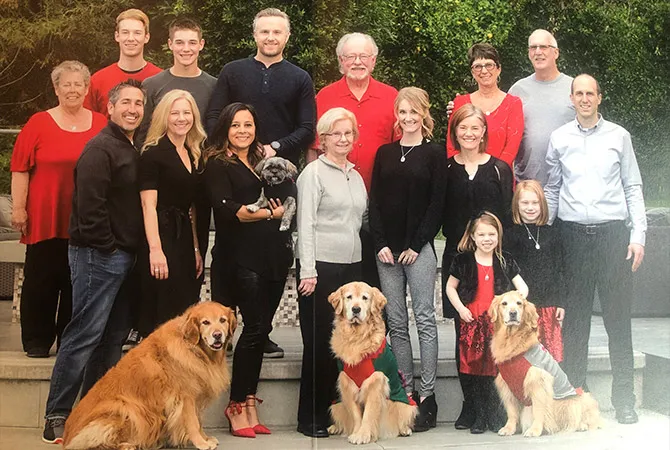 Cindy, just right of center in the black blouse and leggings, with her family. The family created the Lulu Foundation to help fellow nurses adopt healthy lifestyles. They are also offering scholarships for Mount alumnae actively working in the nursing profession.