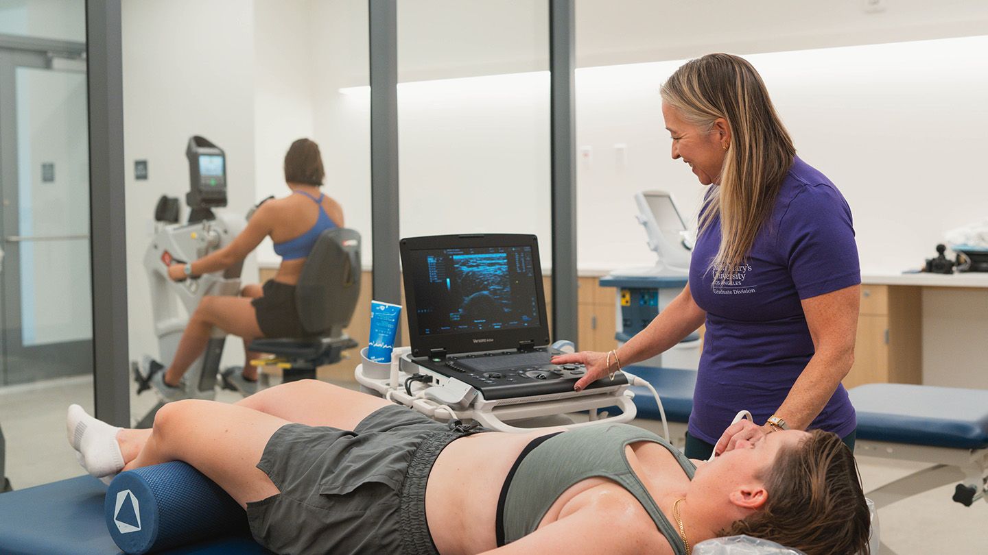An instructor teaching physical therapy