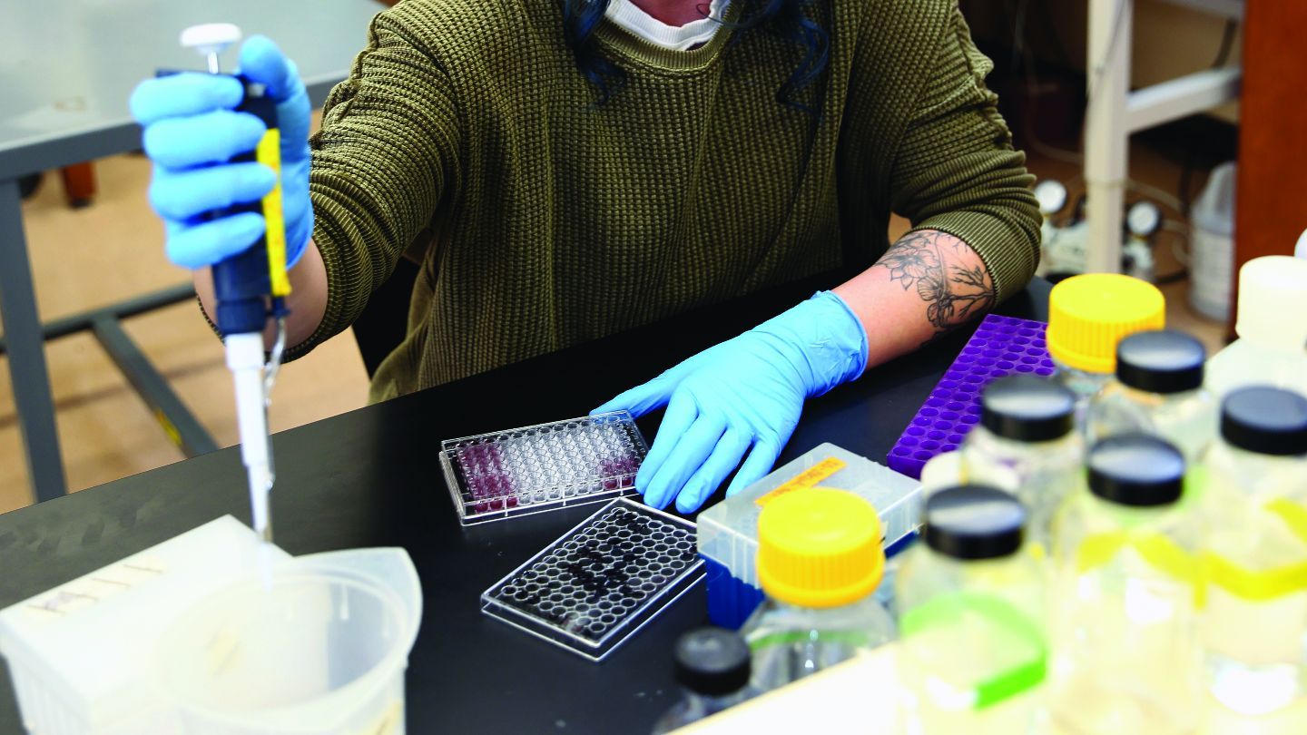 Women pipetting in a lab