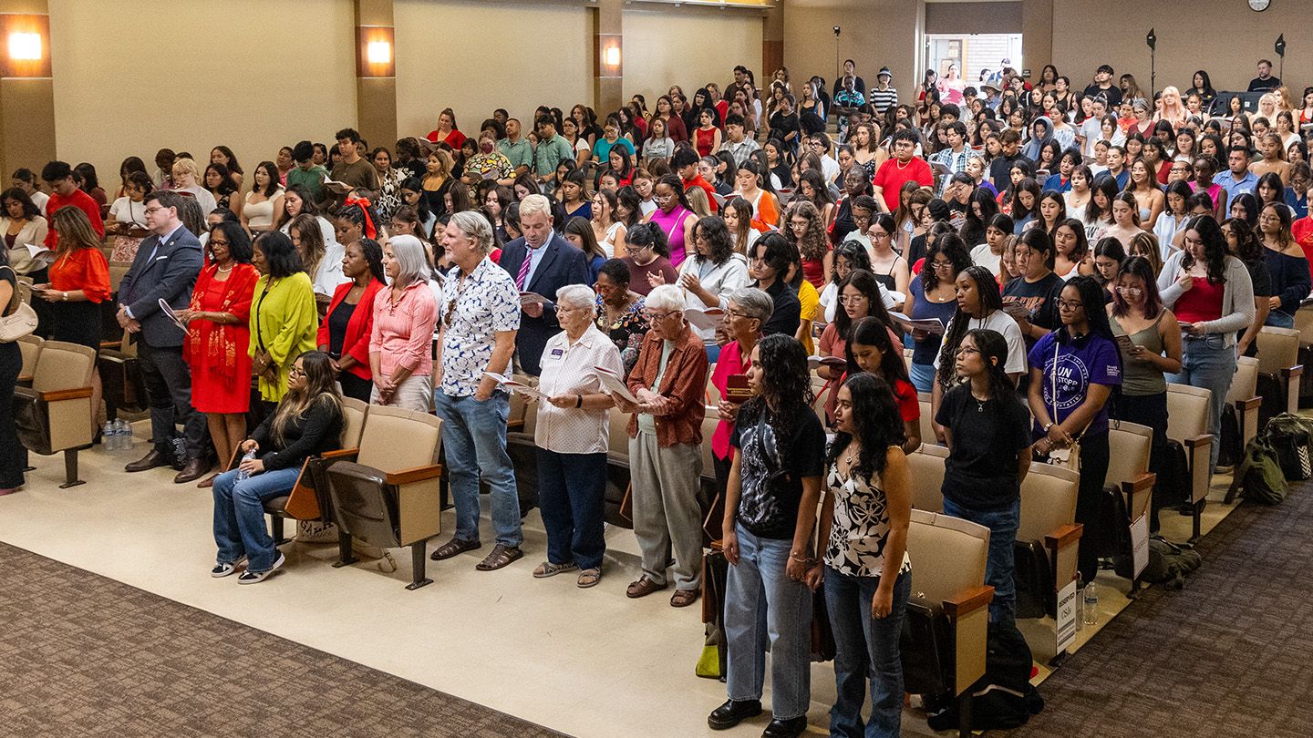 Mount students at the Mass of the Holy Spirit, at the Rose Hills Auditorium