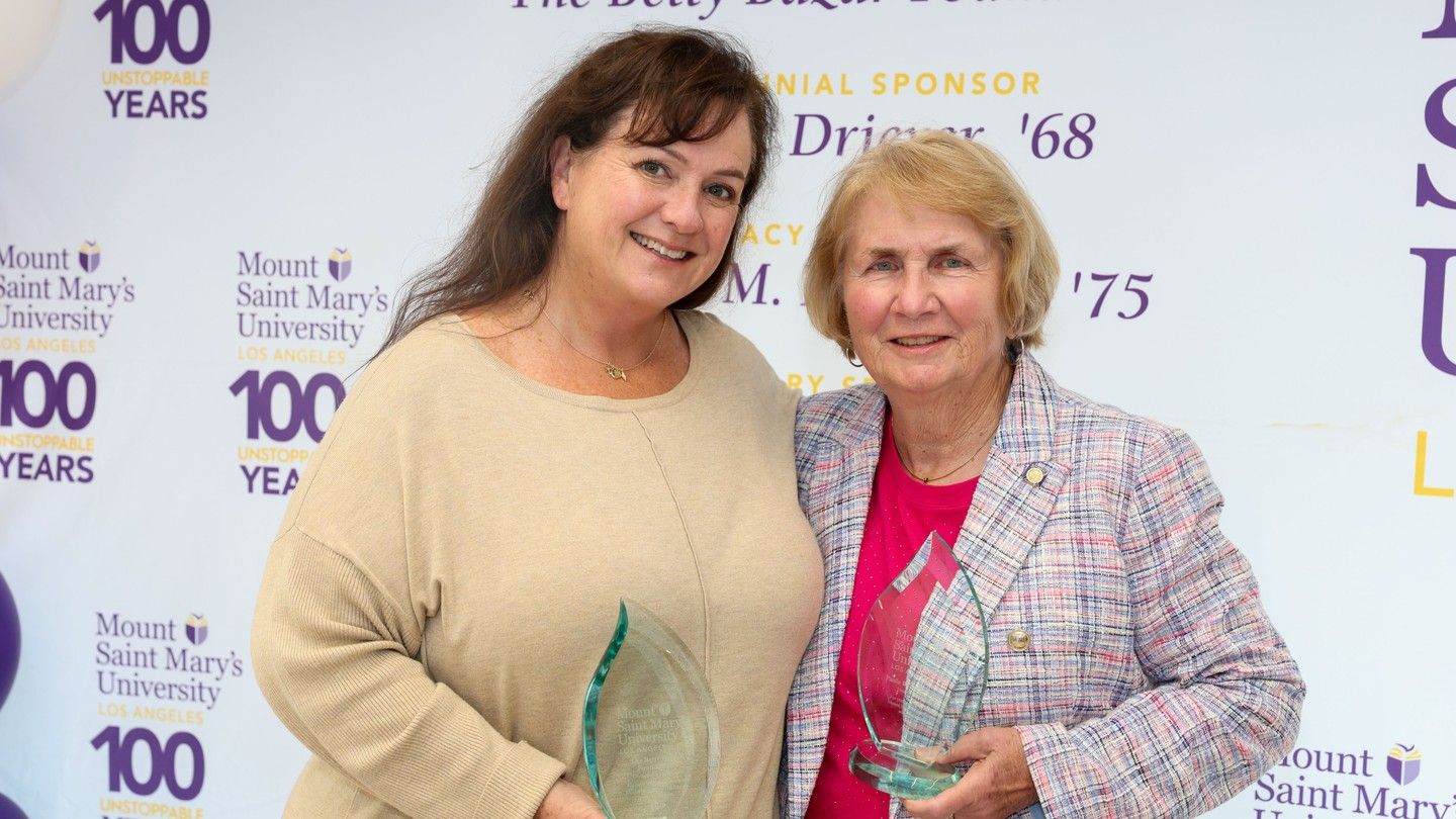 Paula Bazar-Sandling ’67 (right), chair of the Betty Bazar Foundation, and Susan Baker, president and CEO of the Foundation.
