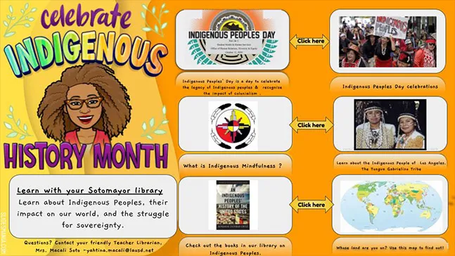 A poster encourages students to explore various options to learn about Indigenous History Month
