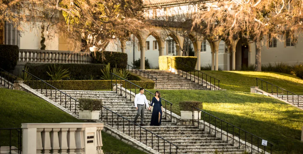 Nursing alums Jocely Roque ’13 and Kevin Namuag ’15 chose the Chalon Campus as the backdrop for their engagement photos.