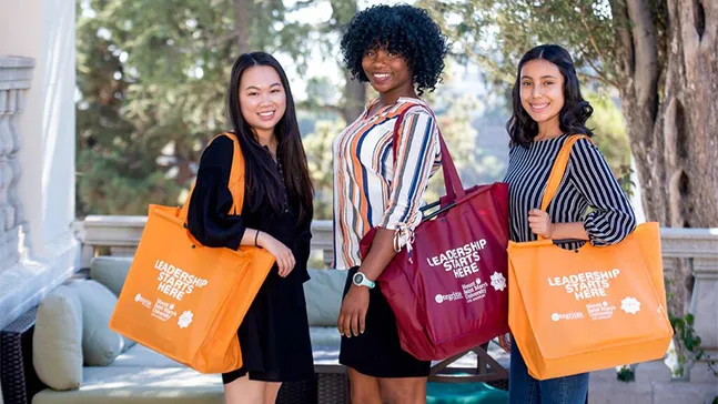 Building women leaders is a fundamental part of a women and gender studies major, and it's also at the core of the Mount's mission. These three students are taking a break from a leadership conference in the 2018-2019 academic year.