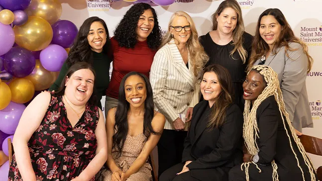 A number of pre-law alumnae attended to celebrate newly retired program director Helen Boutrous, JD, PhD, whose career was honored during the evening's presentation.