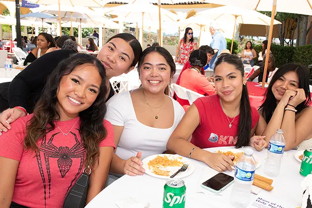 Students enjoying lunch at the Chalon Circle after the celebration.