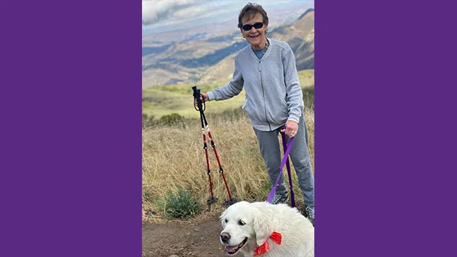 Eileen (Murphy) Bigelow '65 with beloved dog Callie, 