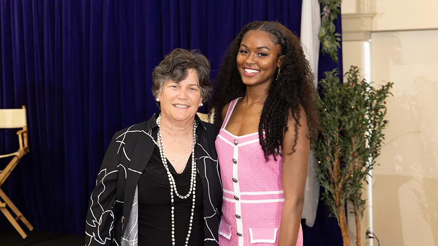 Stephanie Cubba, DPA, vice president for institutional advancement, and student Lady Jones, who served as the MC of the event.