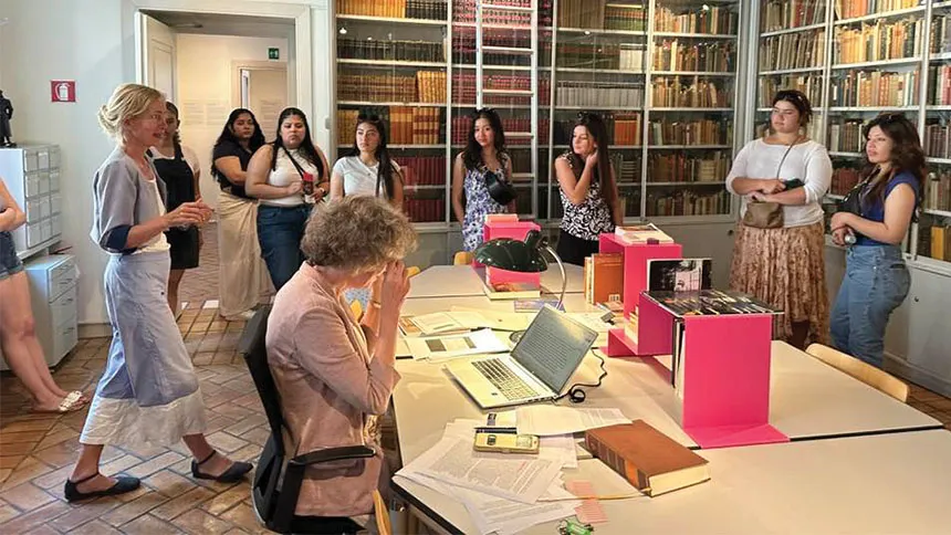 Students participated in a private event at Casa Di Goethe Museum, in Rome, to learn about Italian culinary traditions.