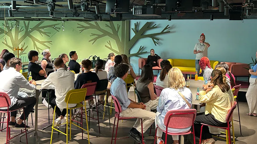 Students met with representatives from Seibert Group Media, a German company collaborating with them to strengthen its marketing strategy.