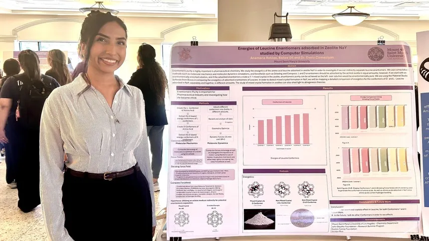 Mount student Anamaria Robles presents her poster 