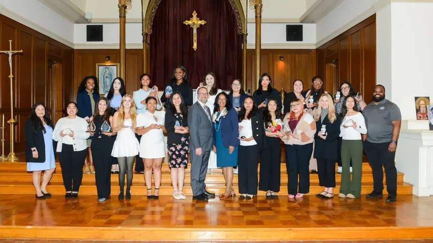 Athenian Awards honorees with Mount staff and University leaders.