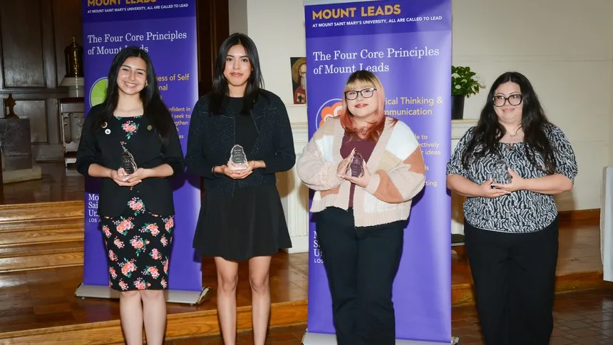 Left from right: Outstanding Leader Award recipients Dulce Romero, Leslie Martinez, Gaby Cosio and Eilah Najera Perez.
