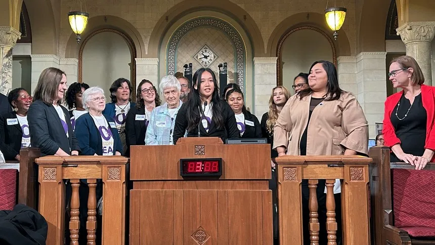 SGA President Stephanie Ahorro '26 recently spoke before the Los Angeles City Council during a special ceremony honoring the Mount’s centennial.