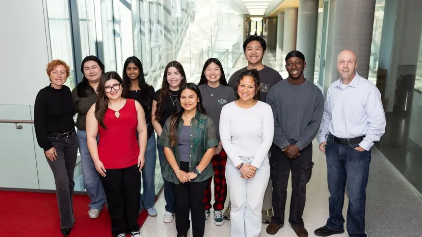 Luiza Nogaj, PhD, and David Moffet, PhD, with Mount Saint Mary’s University and Loyola Marymount University undergraduate researchers who contributed to the collaborative study.