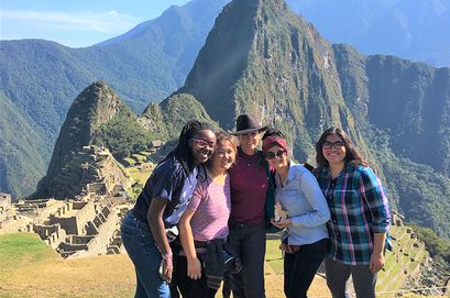 Professor Lia Roberts and students during a GWSTEM trip to Peru
