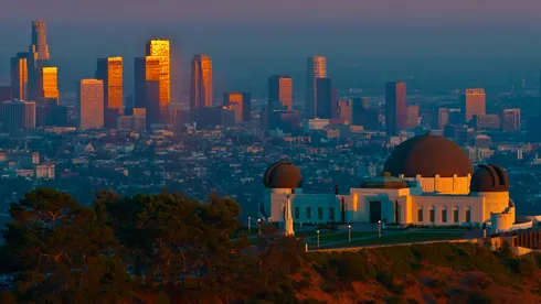 LA skyline with Griffith Observatory in the foreground