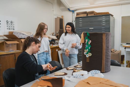 Students working on arts and crafts