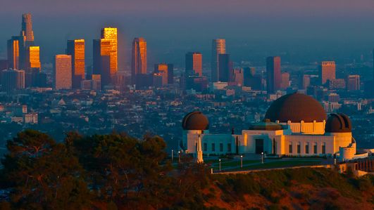 LA skyline with Griffith Observatory in the foreground