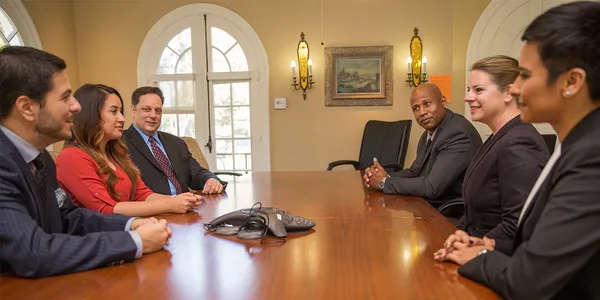 A group of the Mount’s MBA students attend a conference meeting.