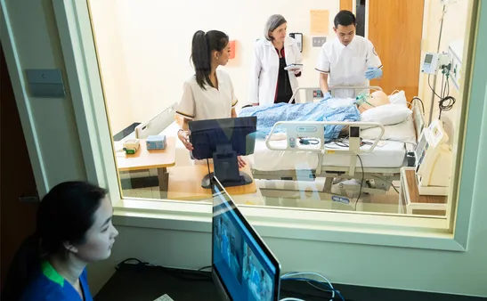 Nursing students working in our Simulation Lab