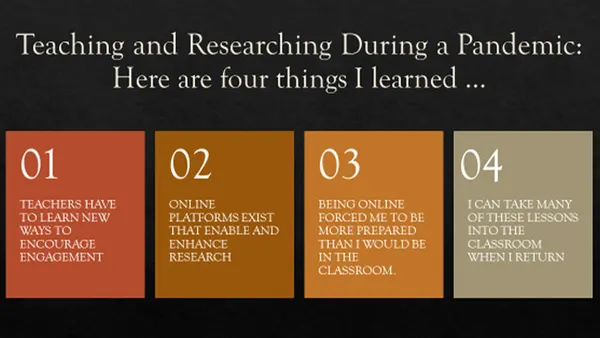 A slide of lessons learned from Stephen Inrig, PhD, for a presentation, 