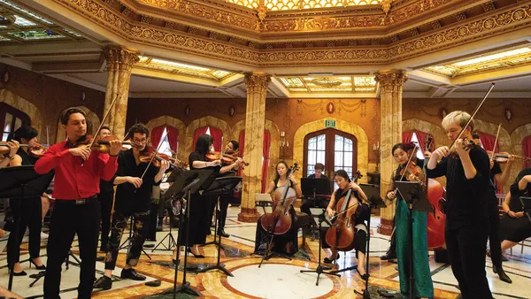Delirium Musicum performing in the Pompeian Room of the Doheny Mansion in September 2022.