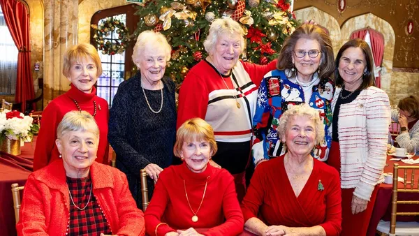 Heritage Society members and alumnae with President Ann McElaney-Johnson at the Doheny Mansion during the annual luncheon.