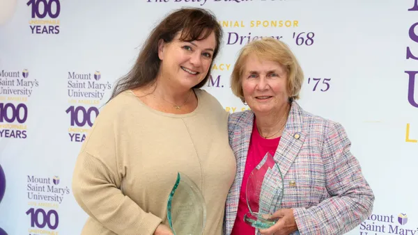 Paula Bazar-Sandling ’67 (right), chair of the Betty Bazar Foundation, and Susan Baker, president and CEO of the Foundation.