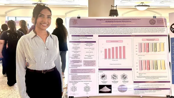 Mount student Anamaria Robles presents her poster 