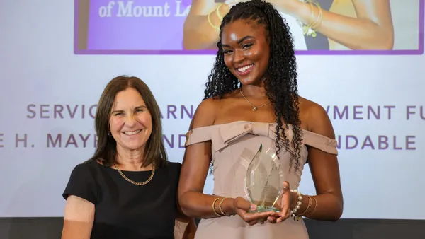 �鶹��ý��Ƶ President Ann McElaney-Johnson, PhD and Lady Jones '26  at the President’s Scholarship Appreciation Luncheon.