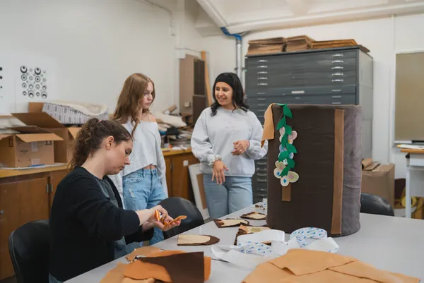 Students working on arts and crafts