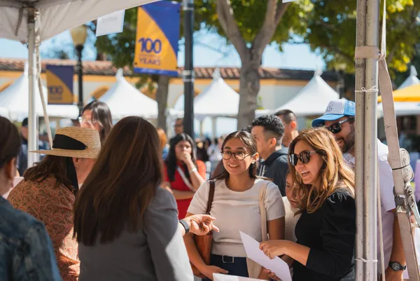 Students talking during a career fair