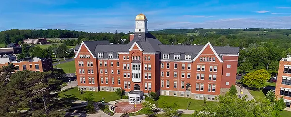 An aerial image of the Keuka College campus