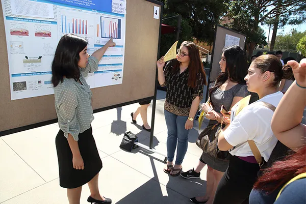 Students presenting research at Academic Symposium