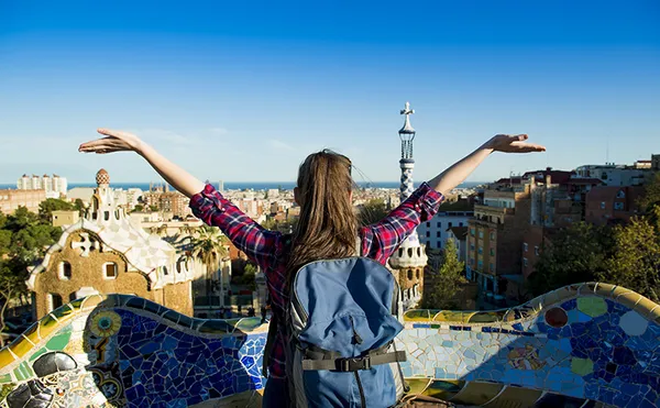 Woman with her hands up