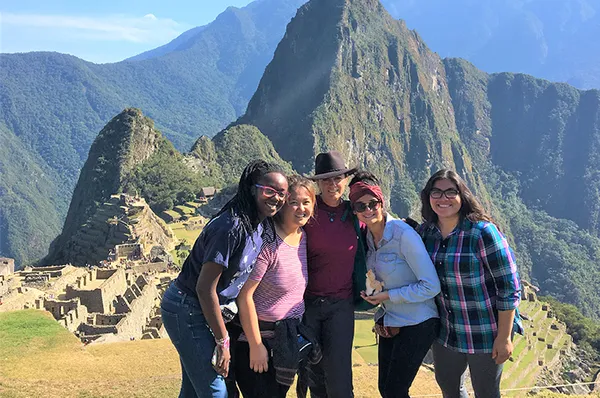 Professor Lia Roberts and students during a GWSTEM trip to Peru