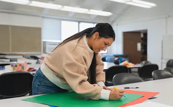 A student working in a makerspace